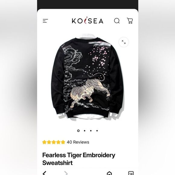 Koisea Sukajan-Style Tiger Embroidered Black Sweatshirt Unisex Sz M - Picture 8 of 8